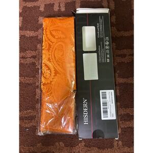 HISDERN Orange Paisley Classic Men's Tie &‎ Pocket Square Set - New